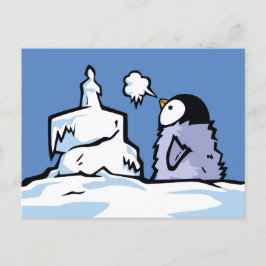 Postal Cartão de Aniversário de Pintinho de Pinguim
