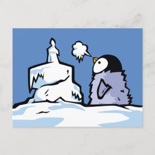 Postal Cartão de Aniversário de Pintinho de Pinguim
