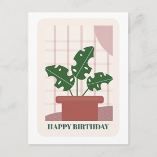 Postal Cartão de Aniversário de Planta de Folha de Monste