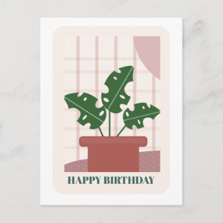 Postal Cartão de Aniversário de Planta de Folha de Monste