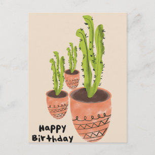 Postal Cartão de Aniversário de Planta Verde Alta Folha M