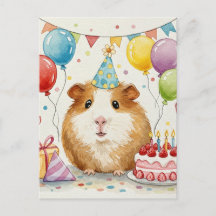 Cartão de aniversário de porquinho-da-índia fofo