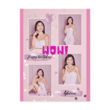 Cartão de Aniversário de Senhora com Foto Minimali