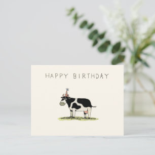 Postal Cartão de aniversário de vaca em bruto