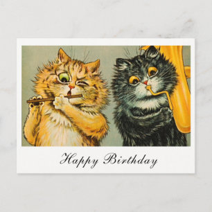 Postal Cartão de aniversário divertido Vintage Louis Wain
