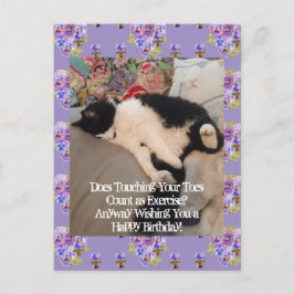 Postal Cartão de Aniversário do Gato Tuxedo Tocando os De