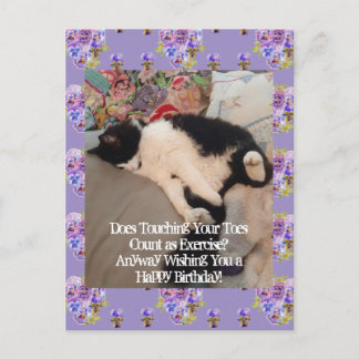 Postal Cartão de Aniversário do Gato Tuxedo Tocando os De