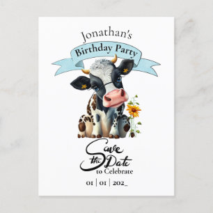 Postal Cartão de aniversário do menino da Vaca Preta