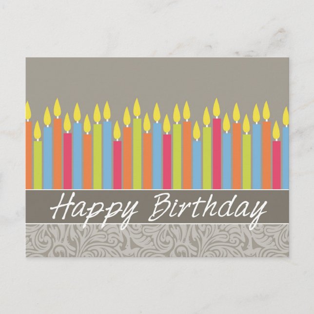 Postal Cartão de Aniversário do Office com Velas (Frente)