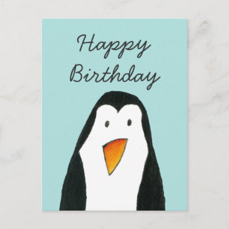 Postal Cartão de Aniversário do Pinguim