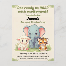 Postal Cartão de Aniversário do Zoológico Rugidor