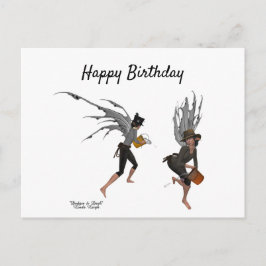 Postal Cartão de Aniversário dos Gêmeos Meninos Fadas da