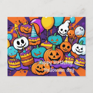 Postal Cartão de aniversário e Halloween