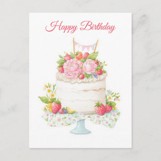 Postal Cartão de Aniversário em Aquarela