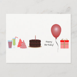Postal Cartão de Aniversário - em vermelho