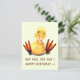 Postal Cartão de Aniversário Engraçado com Pato Feliz - T