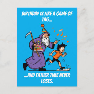 Postal Cartão de Aniversário Engraçado de Bruxo Perseguin
