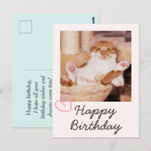 Postal Cartão de aniversário engraçado e vintage de gato
