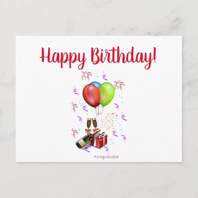 Postal Cartão de Aniversário Feliz (Frente)