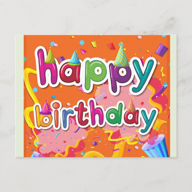 Postal Cartão de Aniversário Feliz (Frente)