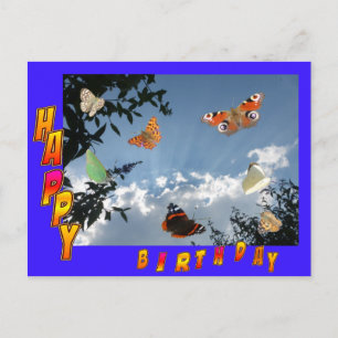 Postal Cartão de Aniversário Feliz Azul