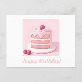 Postal Cartão de Aniversário Feliz com Bolo