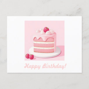Postal Cartão de Aniversário Feliz com Bolo