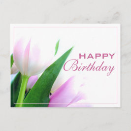 Postal Cartão de Aniversário Feliz com Foto de Tulipas