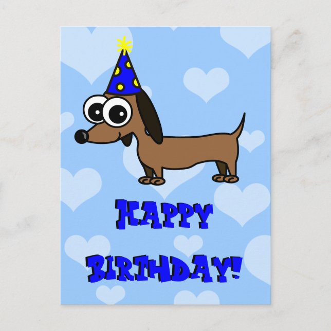 Postal Cartão de Aniversário Feliz - Dachshund (Frente)