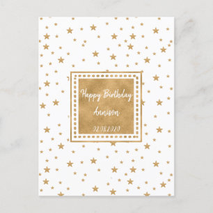 Postal Cartão de Aniversário Feliz de Estrela Dourada P