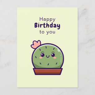 Postal Cartão de Aniversário Feliz de Kawaii