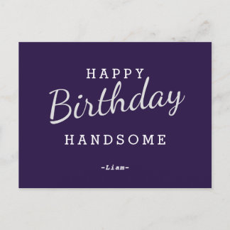 Postal Cartão de Aniversário Feliz e Bonito Púrpura de An