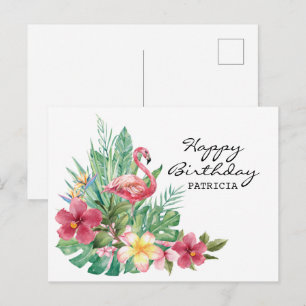 Postal Cartão de Aniversário Flamingo