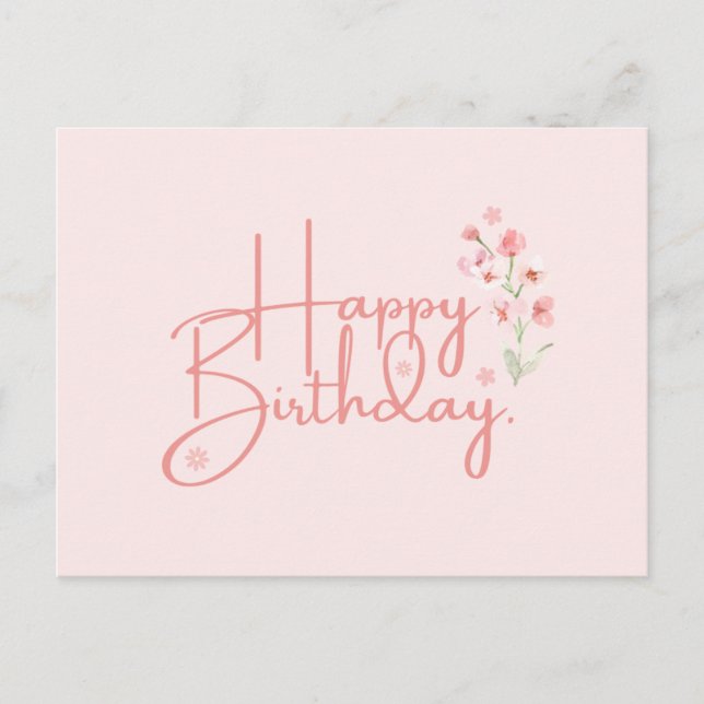 Postal Cartão de Aniversário Flor Rosa (Frente)