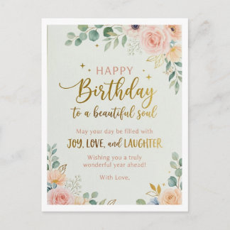 Postal Cartão de Aniversário Floral Elegante – Feliz Aniv