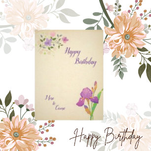 Postal Cartão de aniversário floral em papel semibrilho