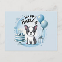 Cartão de aniversário fofo do Boston Terrier