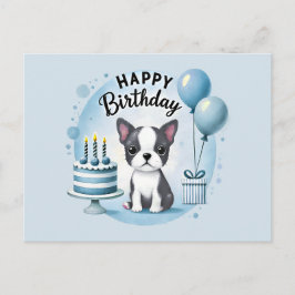 Postal Cartão de aniversário fofo do Boston Terrier
