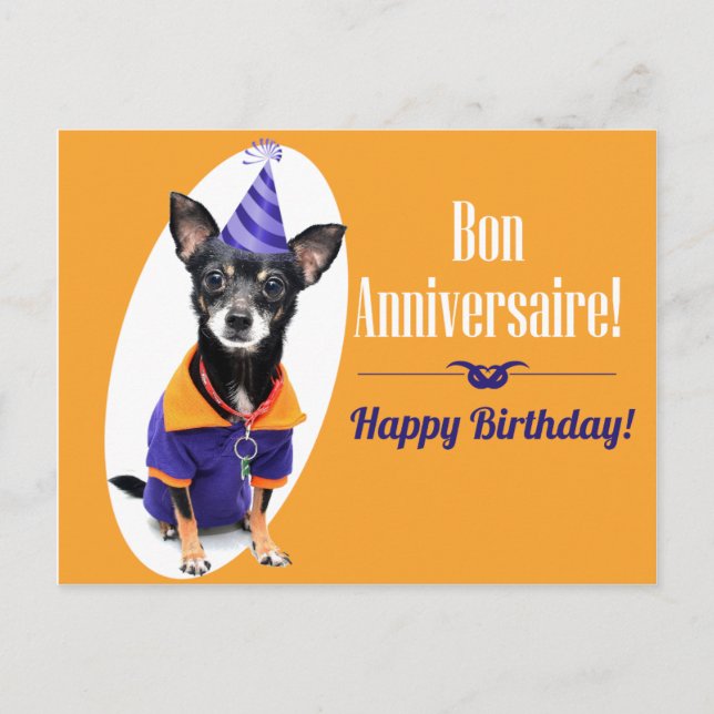 Postal Cartão de aniversário francês (Frente)