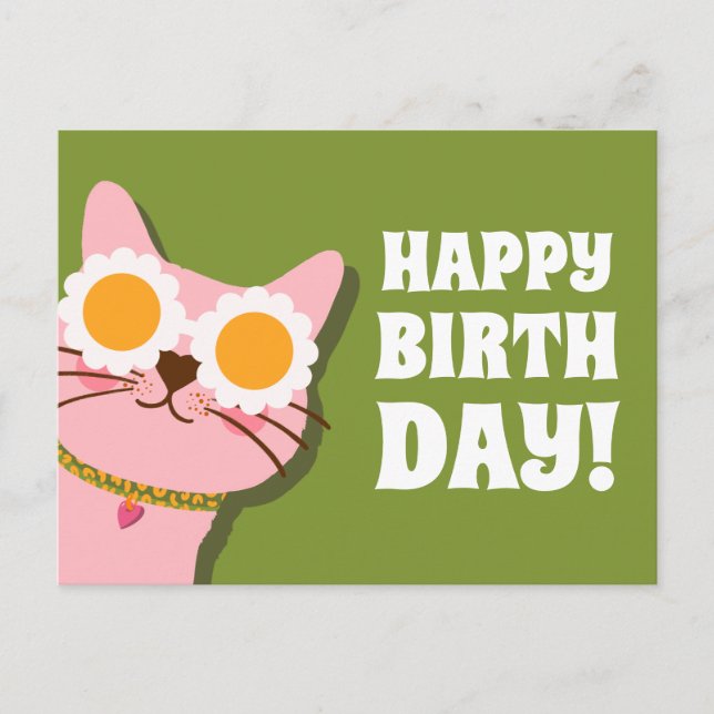 Postal Cartão de Aniversário Gatinho Fofo (Frente)