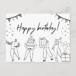 Postal Cartão de aniversário ilustrado