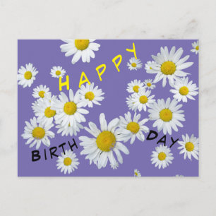 Postal Cartão de Aniversário Margaridas Brancas Cor Perso
