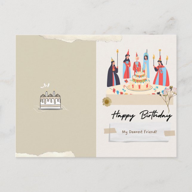 Postal Cartão de aniversário medieval (Frente)