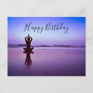 Postal Cartão de Aniversário Meditação Yoga Feliz Anivers