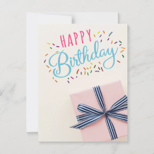 Postal Cartão de Aniversário Minimalista Cheio com Caixa