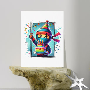 Postal Cartão de Aniversário Ninja