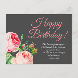 Postal Cartão de aniversário Números 6:24-26 com desenho 