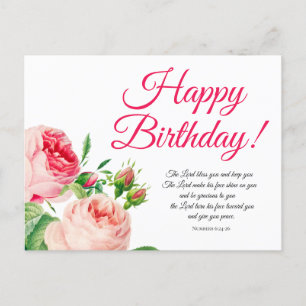 Postal Cartão de Aniversário Números 6:24-26 com Motivos 