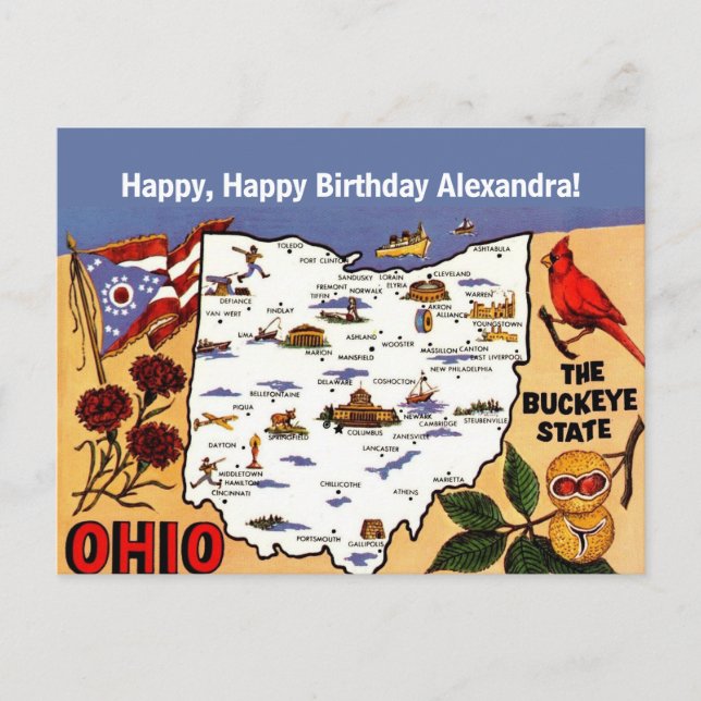 Postal Cartão de aniversário Ohio Buckeye (Frente)
