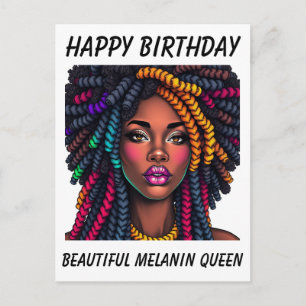 Postal Cartão de aniversário para mulher negra com melani